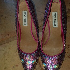 Steve Madden size 7.5 pink glitter and rhinestones